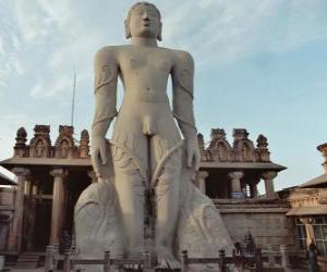 yapboz Şravanabelagola, Hindistan Jain Tapınağı da Gomatheşvara olarak bilinen Bahubali heykeli,